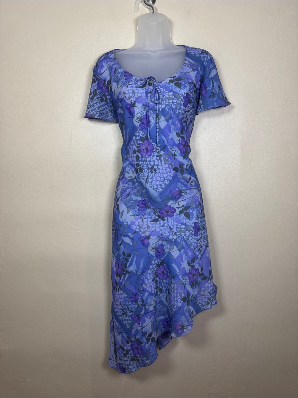 VTG CDC Floral Tie-Front Asymmetrical Midi Dress 90s Y2K Whimsigoth Fairy 8
